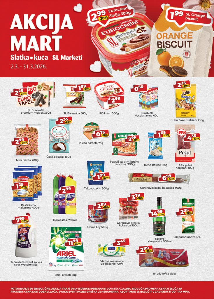 Akcija-mart-734x1024 Akcijska ponuda u “Sl marketima” i “Slatkim kućama”